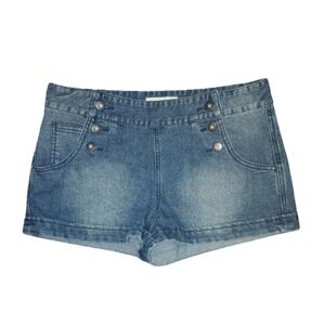 Blue Jean Shorts with Cuffed Hem and Vintage Style
